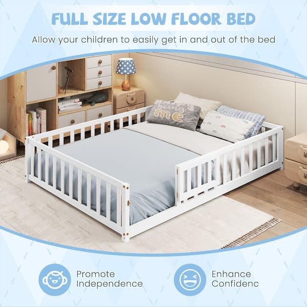 Gymax Full Size Floor Bed Montessori Bed Frame with Full-length