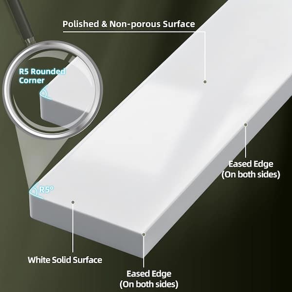 21 in. W x 3.5 in. H 1-Piece Solid Surface Vanity Sidesplash in White Engineered Stone Vanity Sink Countertop Sidesplash