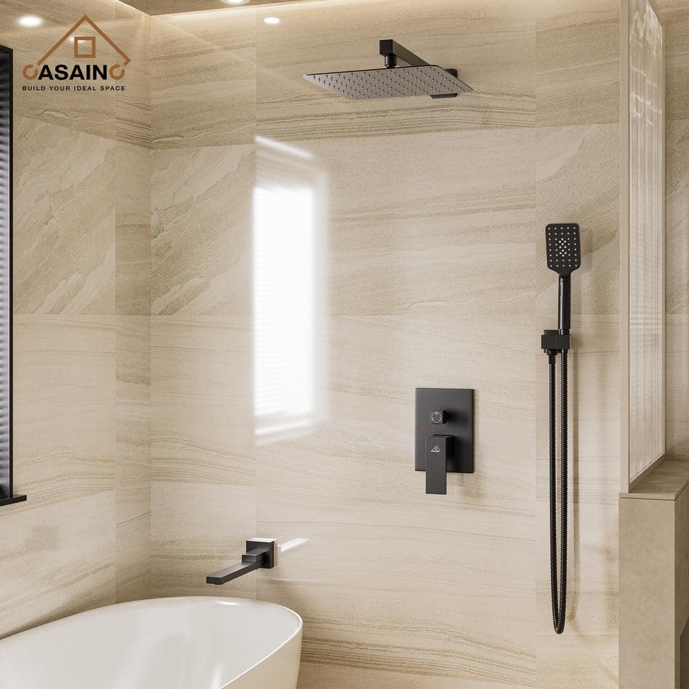 Matte Black Dual Function Square Rain Shower System