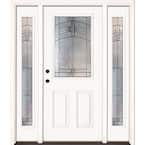 63.5 in. x 81.625 in. Rochester Patina 1/2 Lite Unfinished Smooth Right-Hand Fiberglass Prehung Front Door w/Sidelites