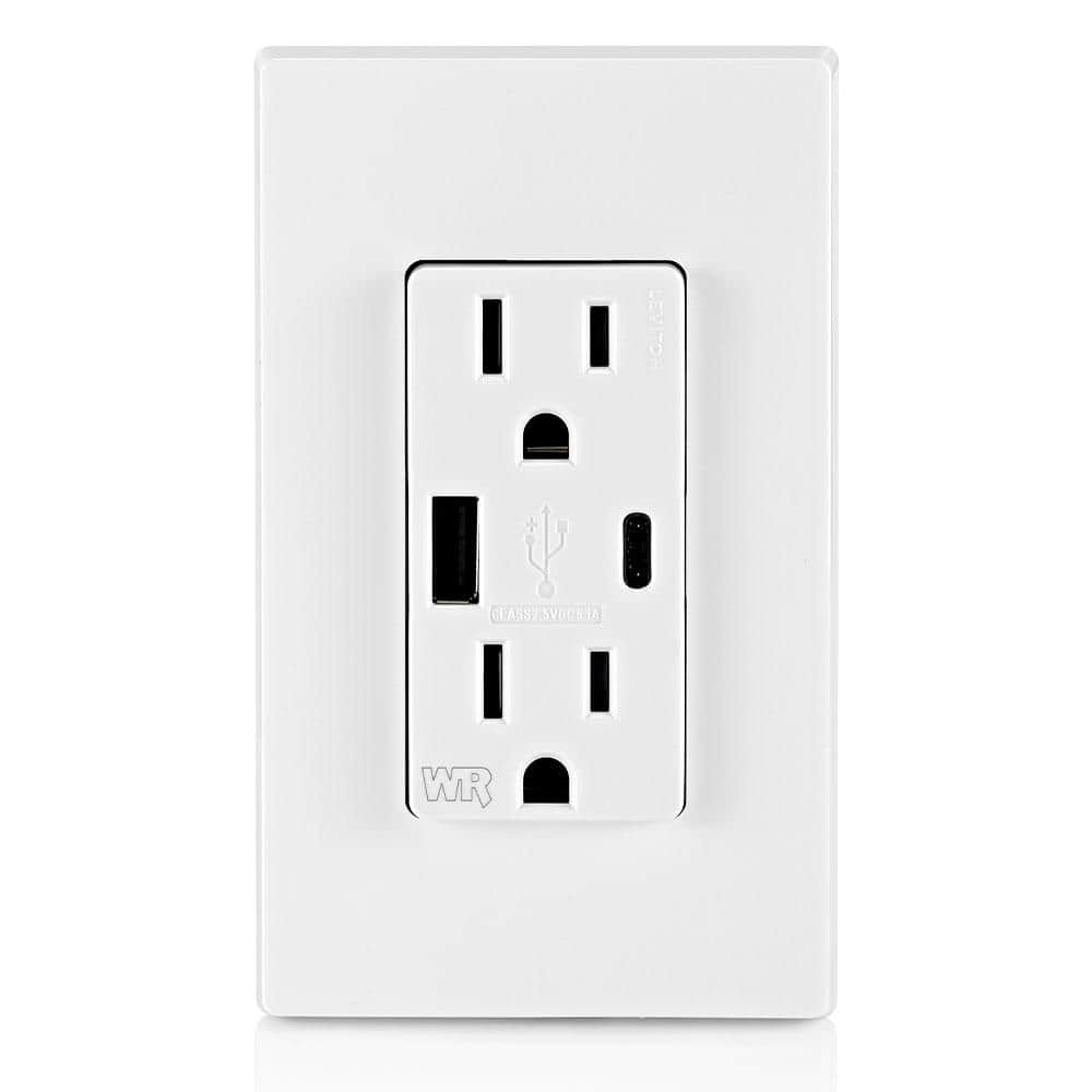 Leviton 15 Amp Weather-Resistant USB Duplex Outlet With Type A And Type ...