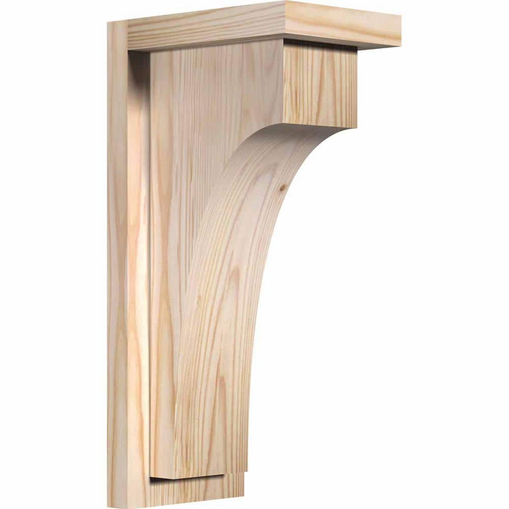 Douglas Fir Smooth Rustic Corbel with Backplate, 16" Height