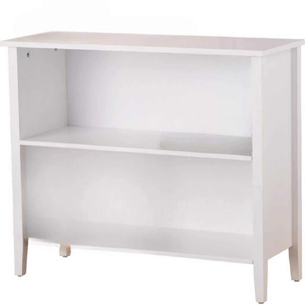 White Solid Wood Adjustable 2-Tier Kids Bookcase