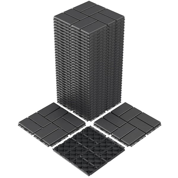 12 in. x 12in. Plastic Interlocking Flooring Deck Tiles 44pack,Grey