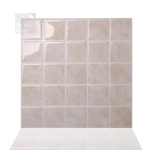 Tic Tac Tiles Premium Anti Mold Peel and Stick Wall Tile in Hexa Mono White 5