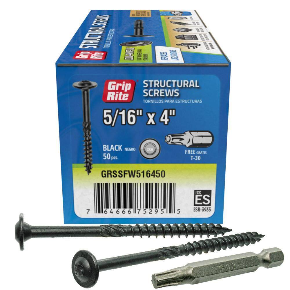 5/16 in. x 4 in. Dual Drive Flat Washer Head Structural Screws 50 per Box price history on PriceWatchPro