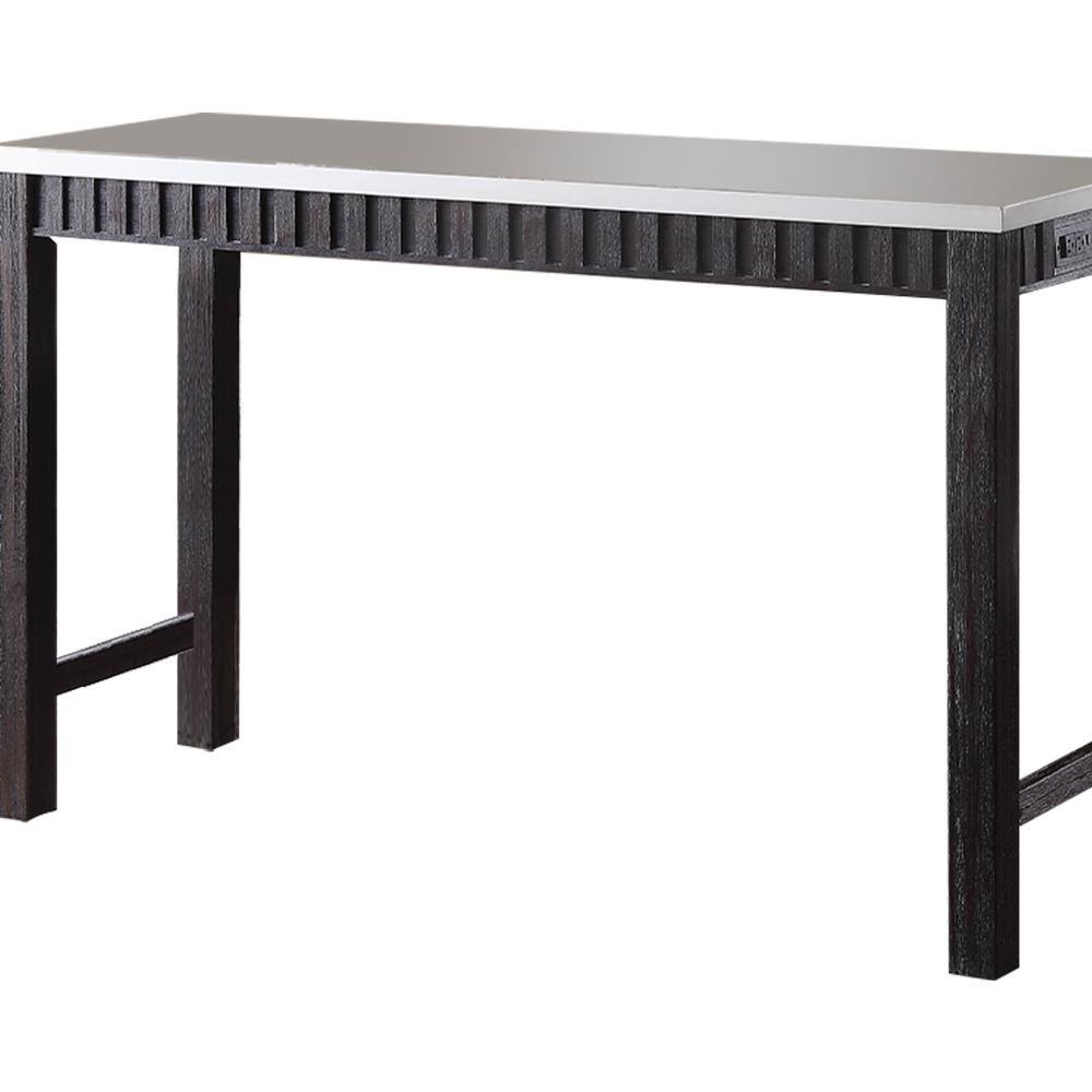 60" Weathered Espresso Marble Top Counter Height Dining Set