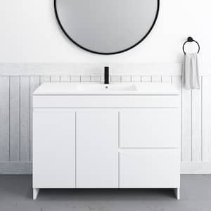 Mace 48 in. W x 18 in. D x 34 in. H Bath Vanity in White with White Ceramic Top and Right-Side Drawers