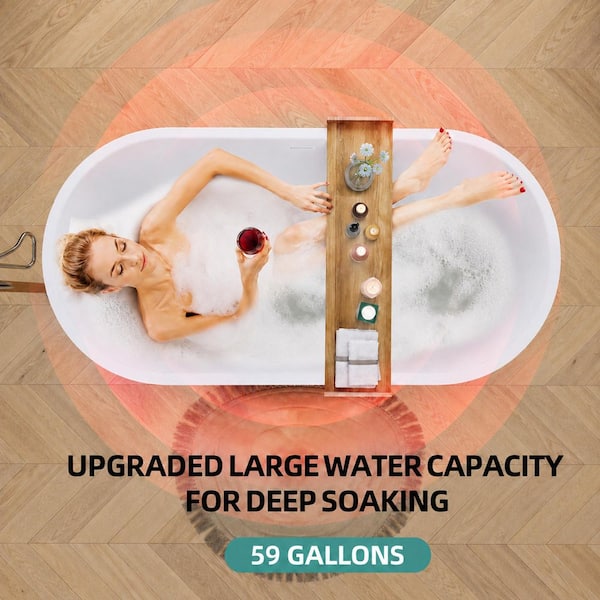 Zeafive Ane 63 in. x 29.5 in. Acrylic Freestanding Soaking Bathtub