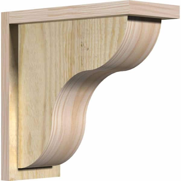 Ekena Millwork 6 in. x 14 in. x 14 in. Douglas Fir Carmel Rough Sawn Corbel with Backplate