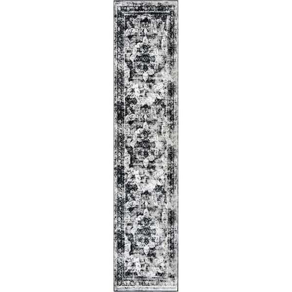 Sofia Salle Garnier Black 2 ft. 7 in. x 12 ft. Area Rug