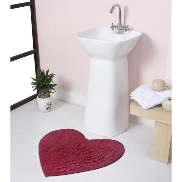 HOME WEAVERS INC Bell Flower Collection 100% Cotton Tufted Non-Slip Bath Rugs, 25 in. x25 in. , Red