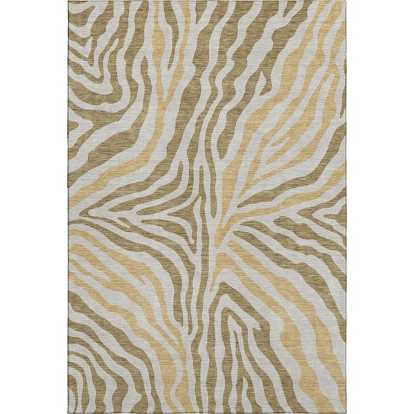 Mayfield Premium Machine Washable Abstract AMF2523 Walnut 5 ft. x 7 ft. 6 in. Area Rug