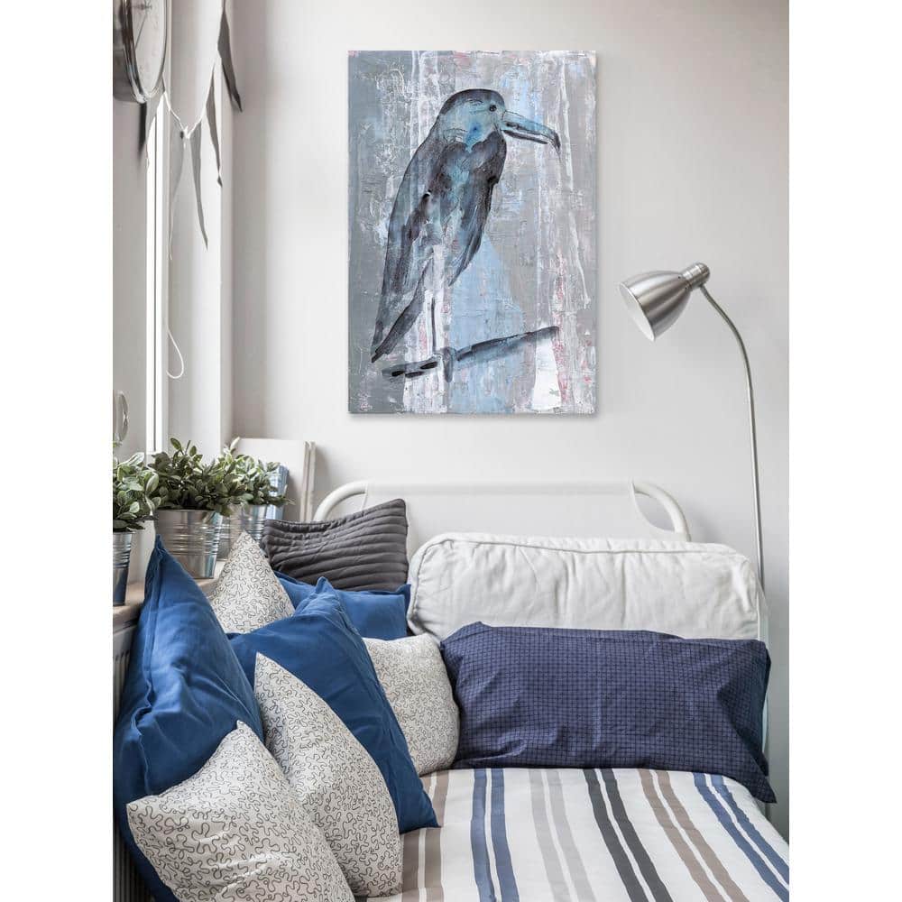 18 in. H x 12 in. W Blue-Grey Bird by Parvez Taj Printed Canvas Wall A