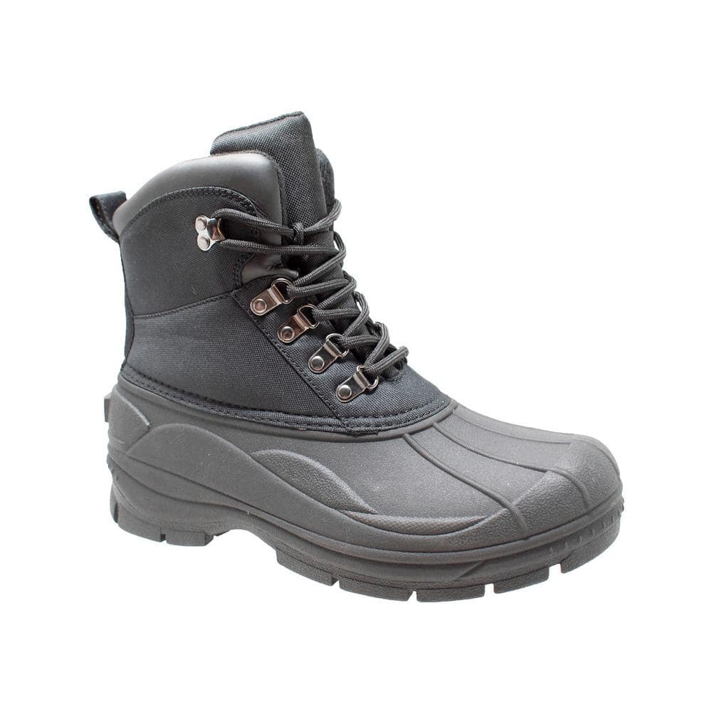 Men Size 9 Black Nylon Lace-Up Winter Boots