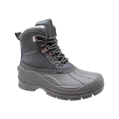 Men Size 10 Black Nylon Lace-Up Winter Boots