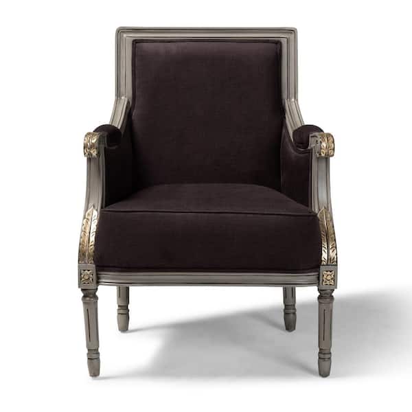 Baxton Studio Georgette Brown and Gray Fabric Armchair