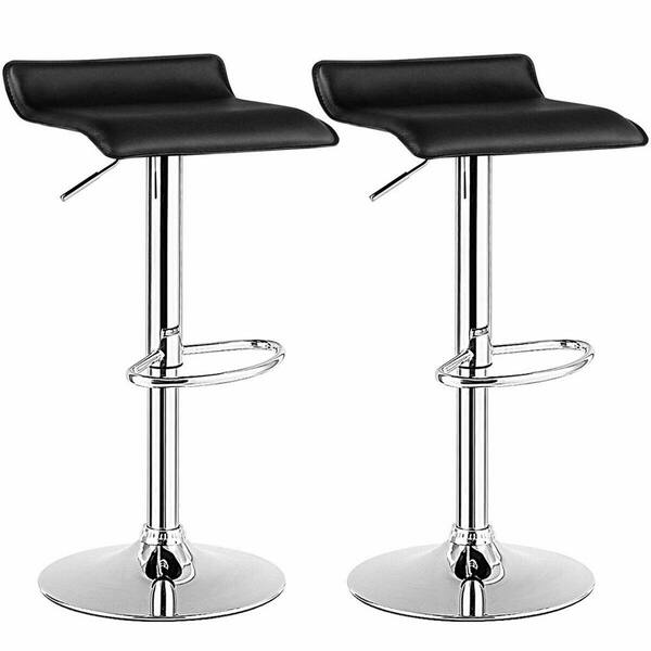 Gymax 34 In Swivel Bar Stool Backless, Black Bar Chairs Leather
