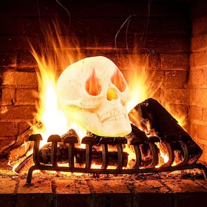 Ceramic Fireproof Fire Pit Skull Reusable Imitated Human Skull for Gas Beige