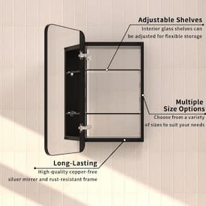 15 in. x 24 in. Framed Recessed or Surface-Mount Rectangular Aluminum Medicine Cabinet with Mirror