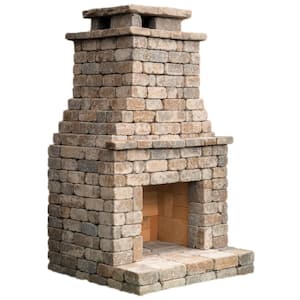 Fremont 47.25 in. x 51.125 in. x 89.625 in. Timberwood Blend Outdoor Weathered Concrete Fireplace Kit