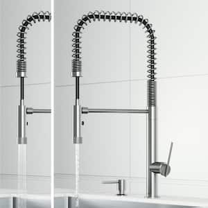 Sterling Single Handle Pull-Down Sprayer Kitchen Faucet Set with Soap Dispenser in Stainless Steel