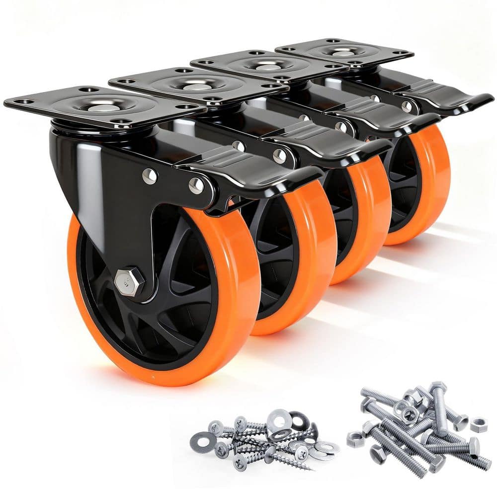 4-Pack Heavy Duty 5 in. Steel PU Dual Locking Swivel Caster Wheels for Workbench Cart Industrial 3200 lb. Load price history on PriceWatchPro