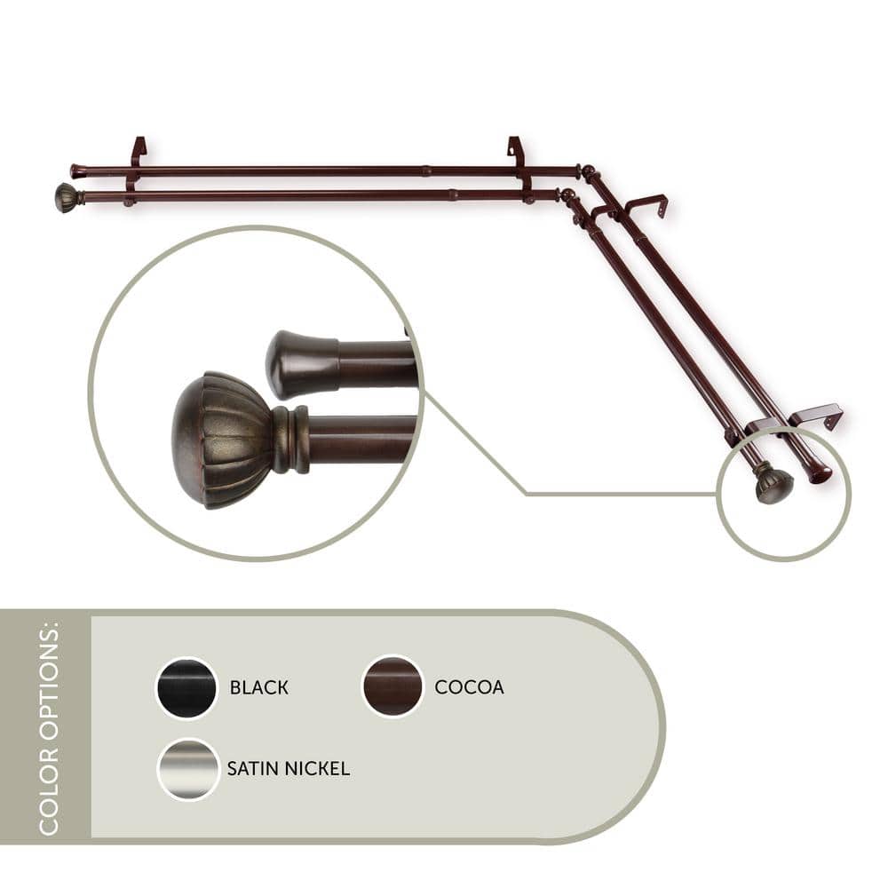 Magnolia Corner Window 48 in. - 84 in., 13/16 in. Dia Double Curtain Rod in Cocoa price history on PriceWatchPro