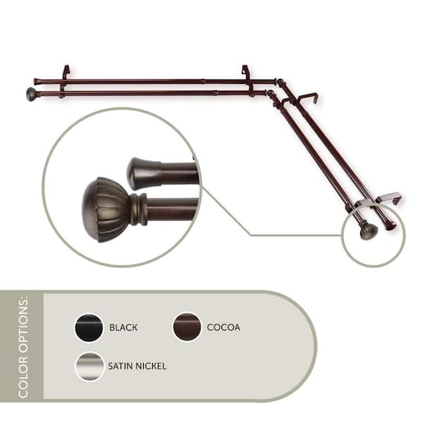 Rod Desyne Magnolia Corner Window 66 in. - 120 in., 13/16 in. Dia Double Curtain Rod in Cocoa