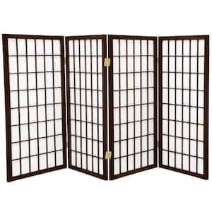 3 ft. Short Window Pane Shoji Screen - Walnut - 4 Panels