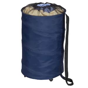 Pop Up Polyester Laundry Hamper with Wheels in Navy Blue