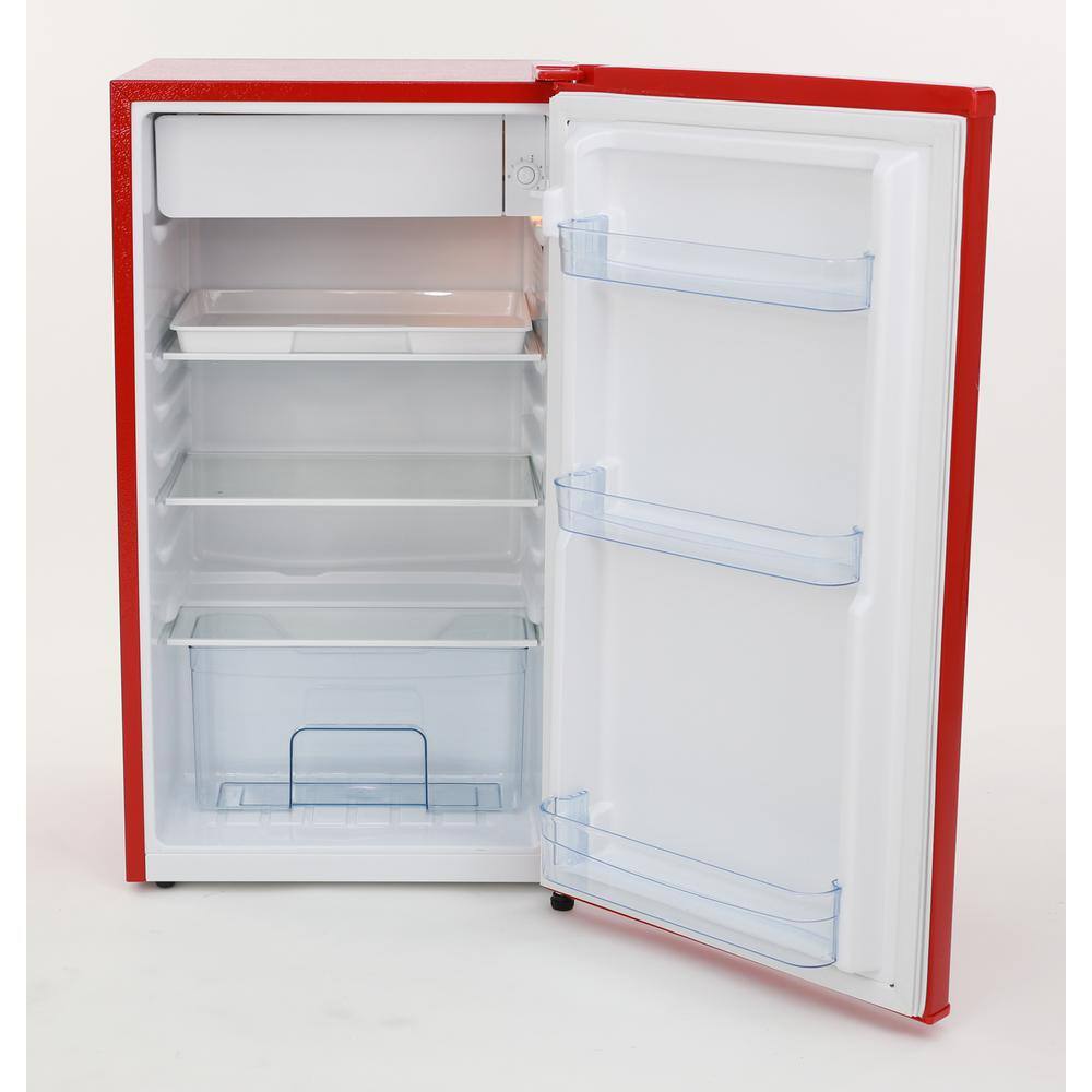 Retro Red Compact Mini Refrigerator with Glass Shelves, 3.1 Cu. Ft.