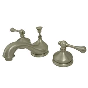 Vintage 8 in. Widespread 2-Handle Bathroom Faucets with Brass Pop-Up iin Brushed Nickel