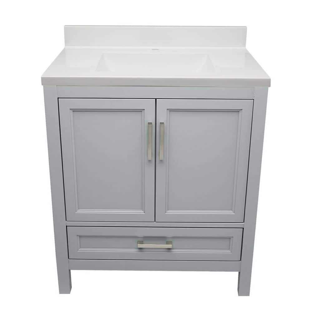Nevado 31 in. W x 22 in. D x 36 in. H Bath Vanity in Gray with White Cultured Marble Top Single Hole price history on PriceWatchPro