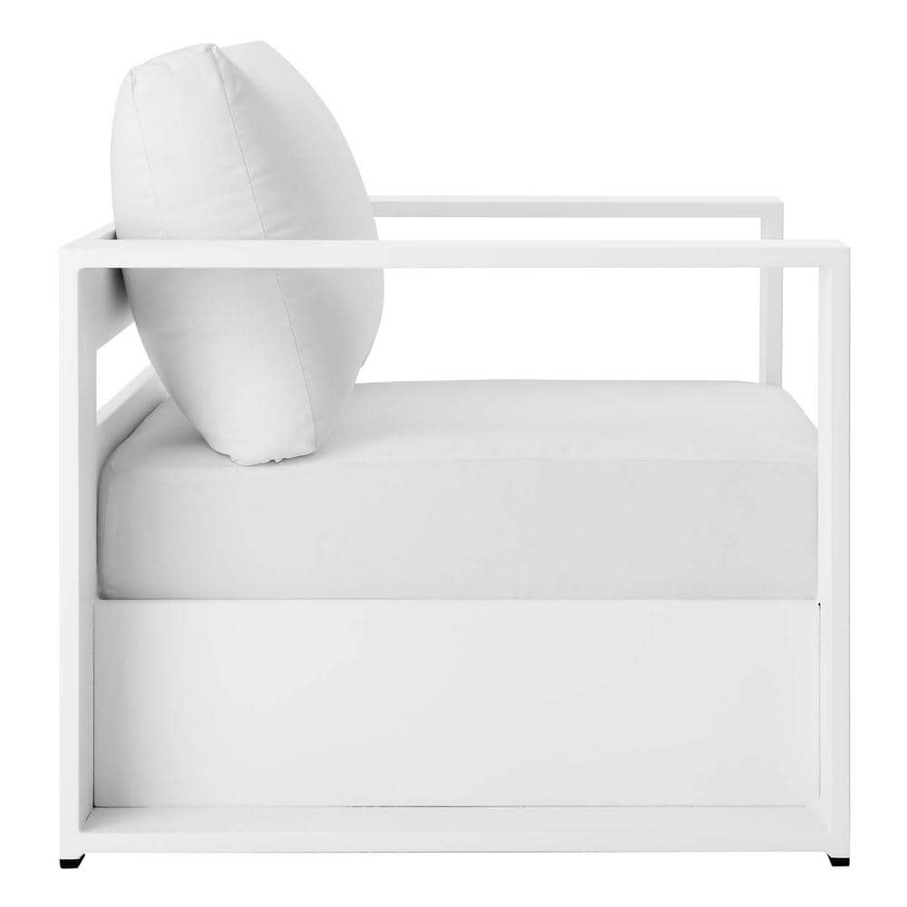 Tahoe Modern White Aluminum Outdoor Armchair with Cushions