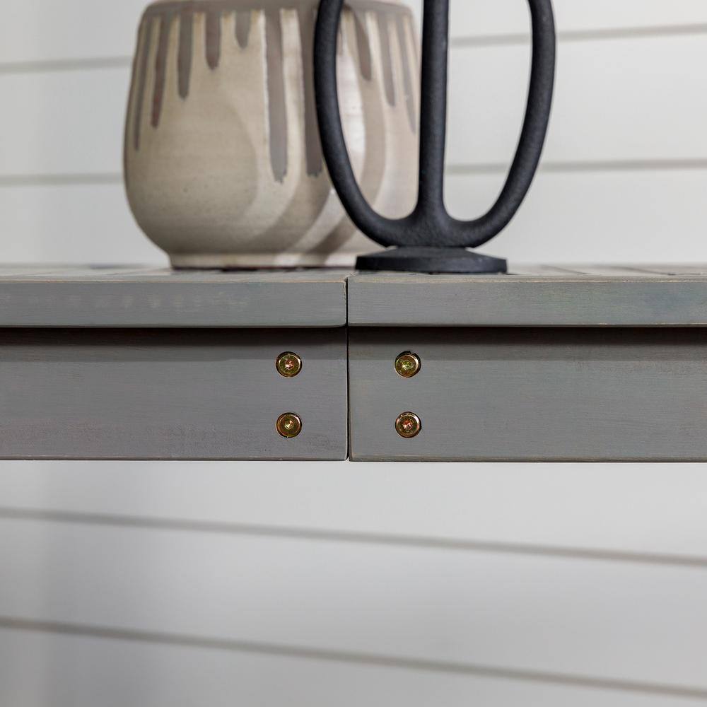 Gray Wash Acacia Wood Outdoor Dining Table with Slatted Surface