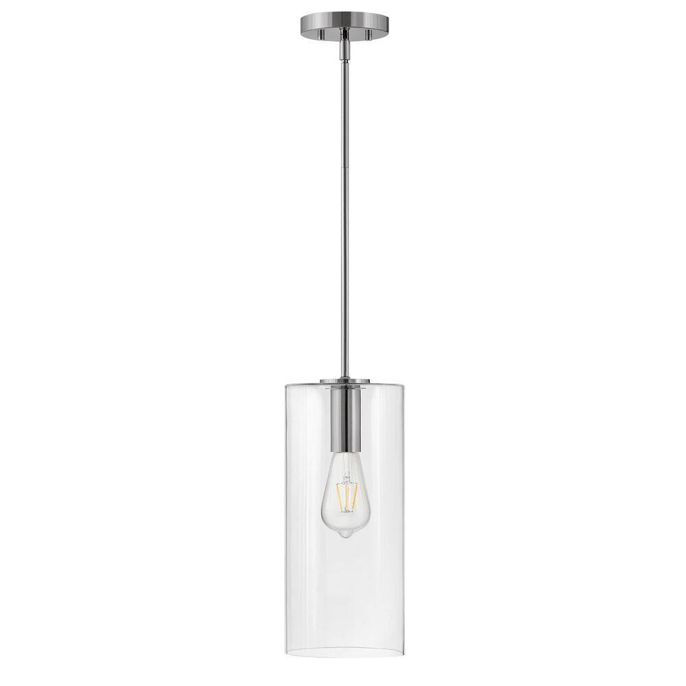 Lark Lane Polished Nickel 1-Light Clear Glass Pendant