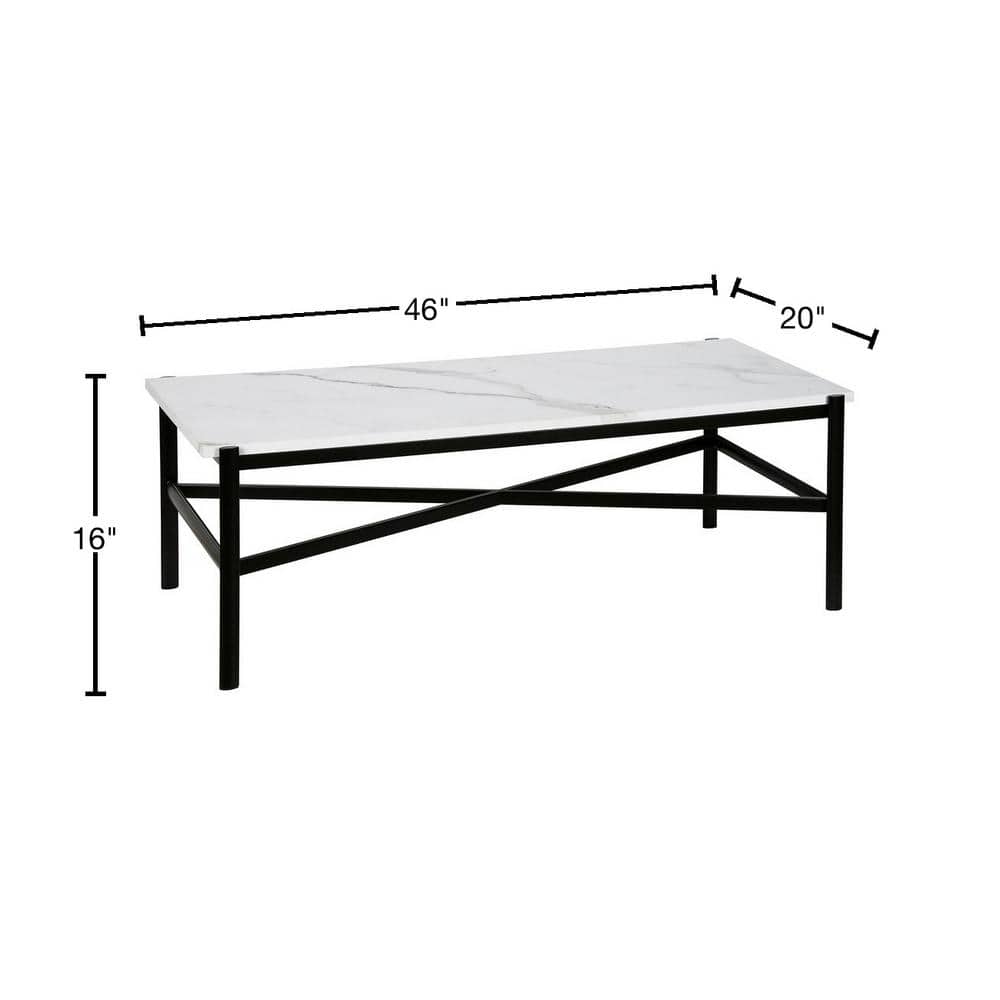 Braxton 46" Rectangular Blackened Bronze Marble Coffee Table
