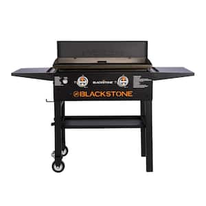28 in. 2-Burner Propane Gas Griddle (Flat Top Grill) Station in Black with Hard Cover