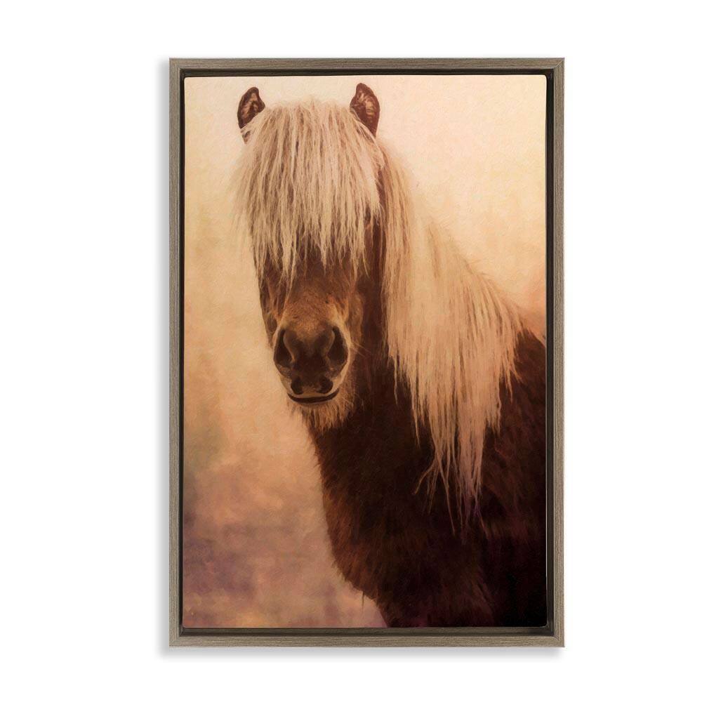 Misty Morning Horse by Graffi tee Studios Brown Floater Frame Animal Graphic Art Print 25 in. x 17 in. price history on PriceWatchPro