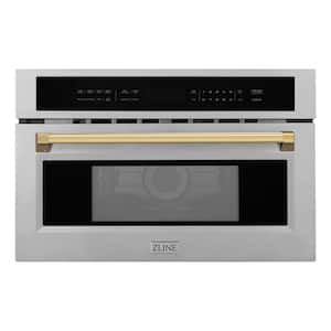 Autograph Edition 30 in. 1000-Watt Built-In Microwave Oven in Stainless Steel & Polished Gold Handle