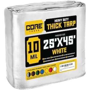 25 ft. x 45 ft. White 10 Mil Heavy Duty Polyethylene Tarp, Waterproof, UV Resistant, Rip and Tear Proof