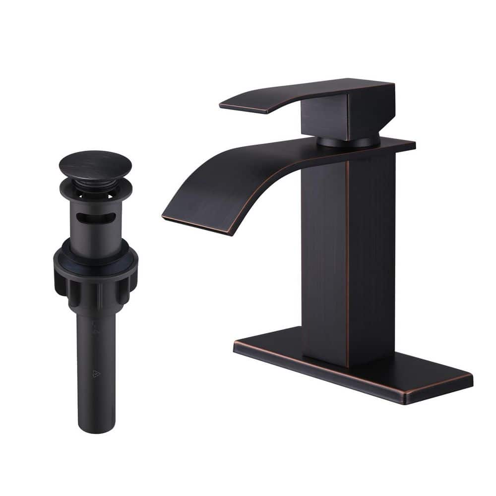 Modern Single Handle Bathroom Sink Faucet, Single Hole Basin Faucet with Deckplate and Supply Lines in Oil Rubbed Bronze price history on PriceWatchPro