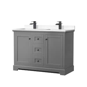 Avery 48 in. W x 22 in. D x 35 in. H Double Bath Vanity in Dark Gray with Carrara Cultured Marble Top