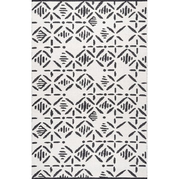 nuLOOM Kirsten Hand Loomed Tribal Wool Ivory 8 ft. x 10 ft. Indoor Area Rug