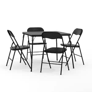 Madison 33 in. Black 5-Piece Folding Card Table and Chair Set