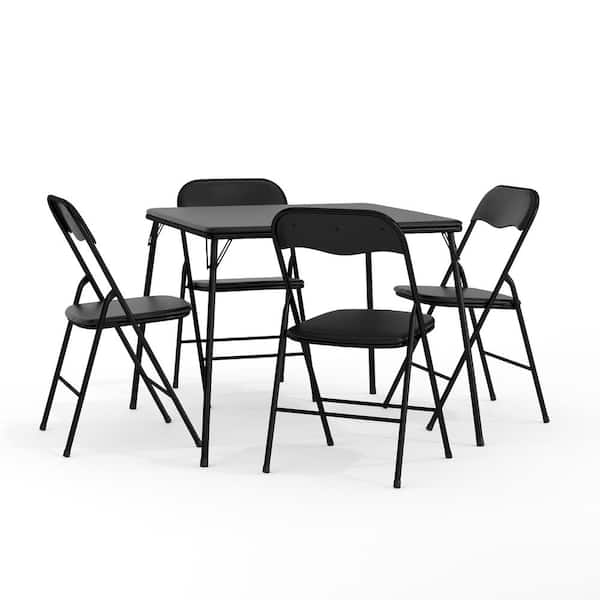 Carnegy Avenue Madison 33 in. Black 5-Piece Folding Card Table and Chair Set