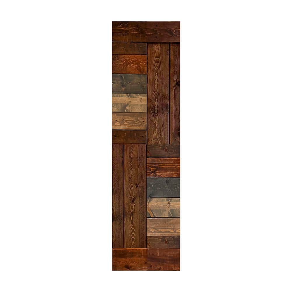 Multicolor Textured Solid Wood Sliding Barn Door Slab