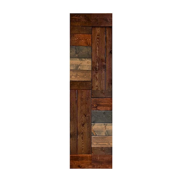 ISLIFE S Series 24 in. x 84 in. Multicolour Finished DIY Solid Wood Sliding Barn Door Slab - Hardware Kit Not Included