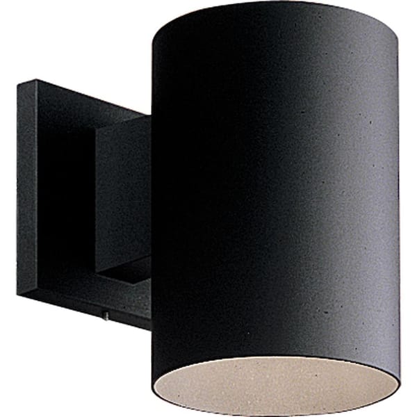 Progress Lighting 5" Black Outdoor Modern Wall Cylinder for Outdoor Spaces with Up-Down Light Output